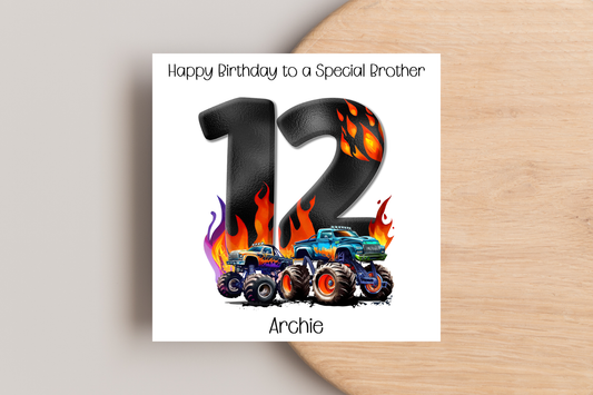 Personalised Monster Truck Birthday Card
