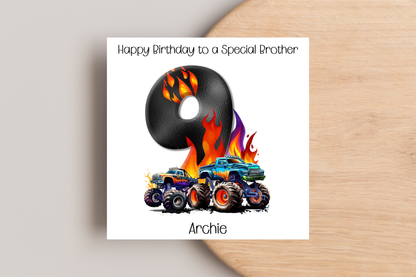 Personalised Monster Truck Birthday Card
