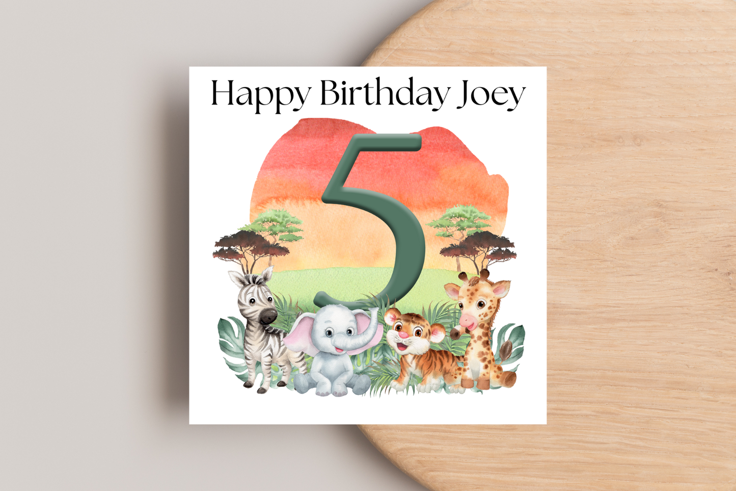Personalised Jungle Number Birthday Card