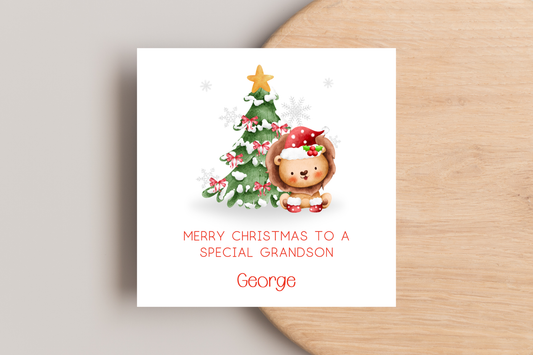 Personalised Jungle Animal Christmas Card Elephant | Lion | Giraffe | Hippo
