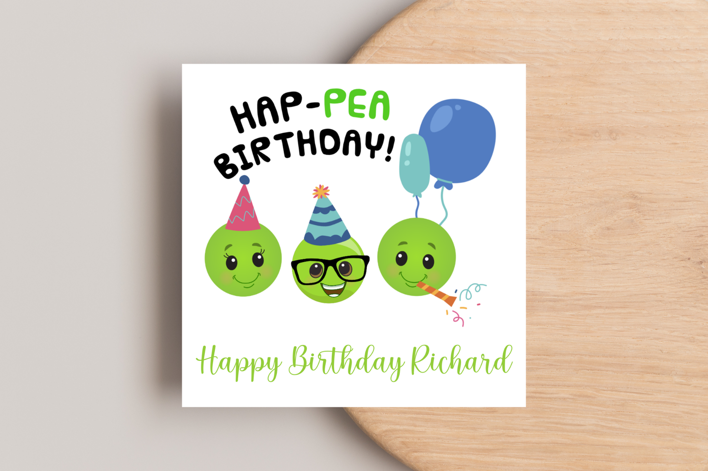 Personalised Hap-Pea Birthday Card