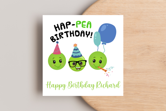 Personalised Hap-Pea Birthday Card