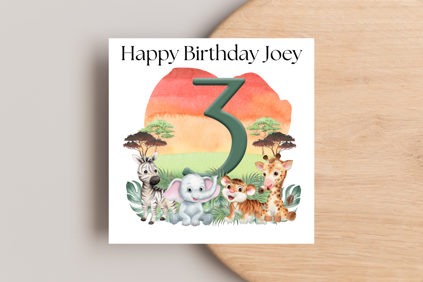 Personalised Jungle Number Birthday Card