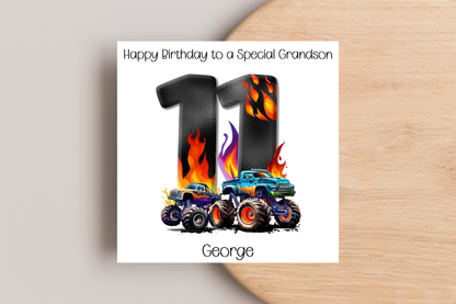 Personalised Monster Truck Birthday Card