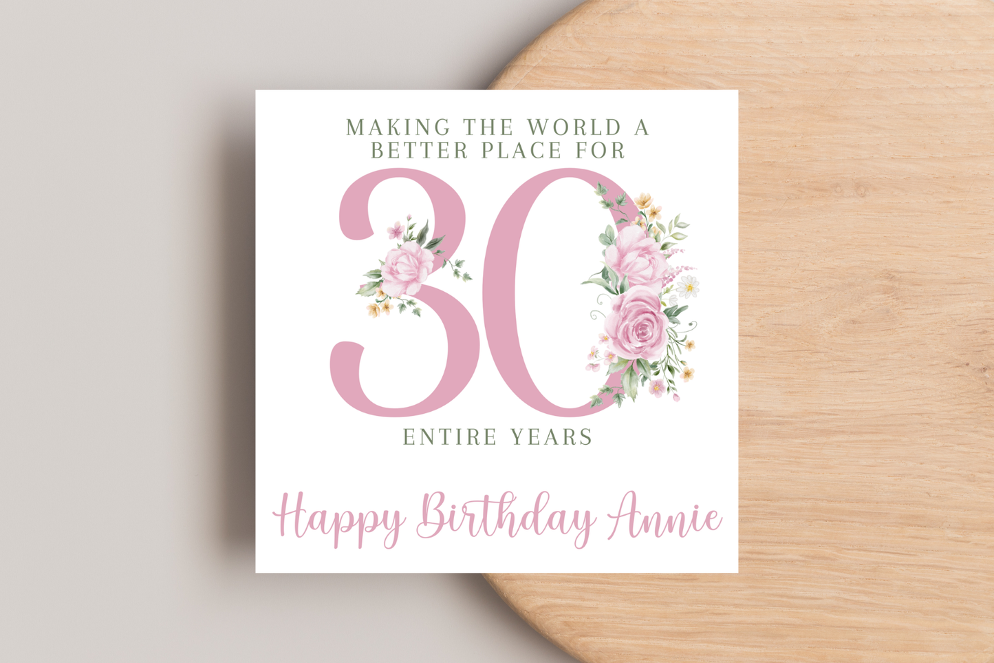 Personalised Making the World a better Place for 30 Years Birthday Card