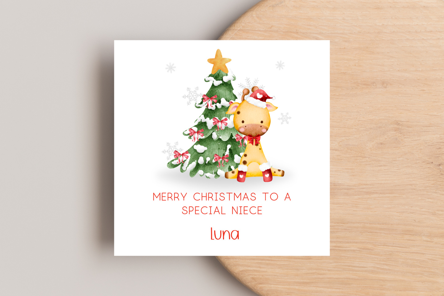 Personalised Jungle Animal Christmas Card Elephant | Lion | Giraffe | Hippo