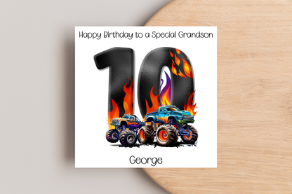 Personalised Monster Truck Birthday Card