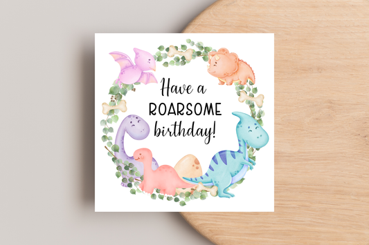 Dinosaur Wreath Birthday Card