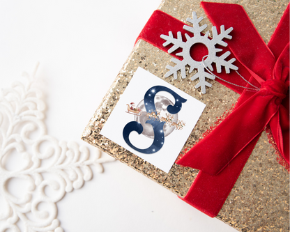 Initial Santa Christmas Present Labels
