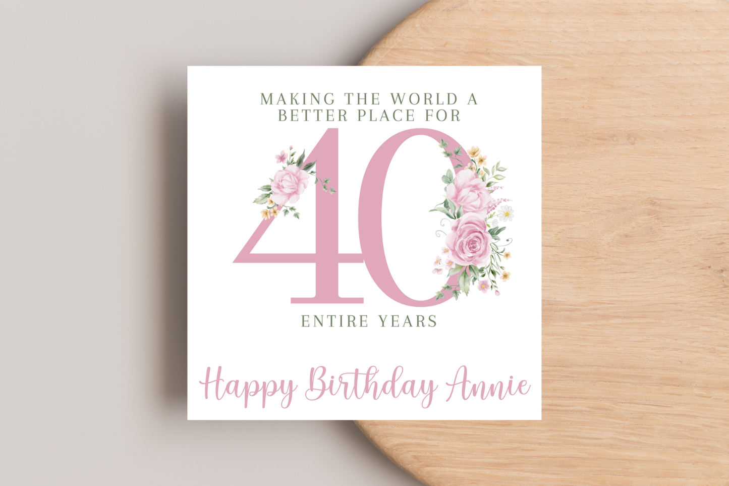 Personalised Making the World a better Place for 40 Years Birthday Card
