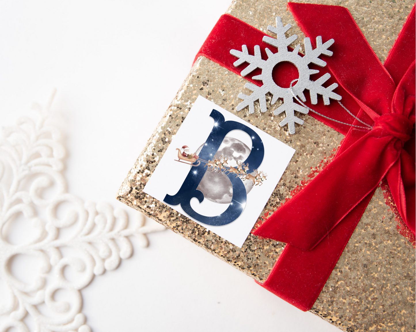 Initial Santa Christmas Present Labels