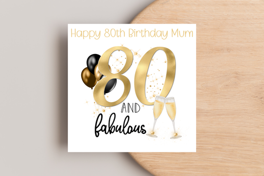 Personalised 80 and Fabulous Birthday Card