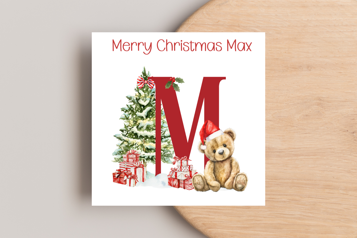 Personalised Teddy Bear Christmas Card