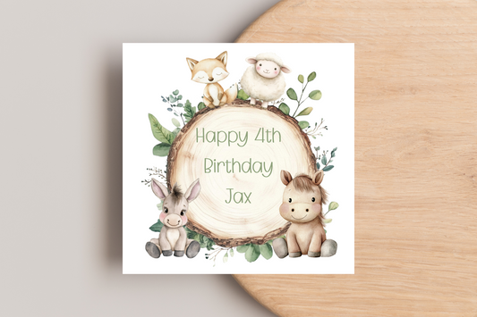 Personalised Farm Animal Birthday Card