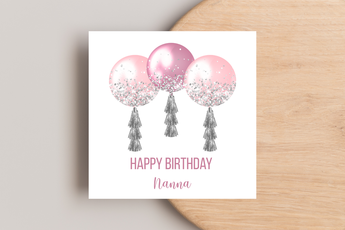 Personalised Pink Balloons Birthday Card For Her