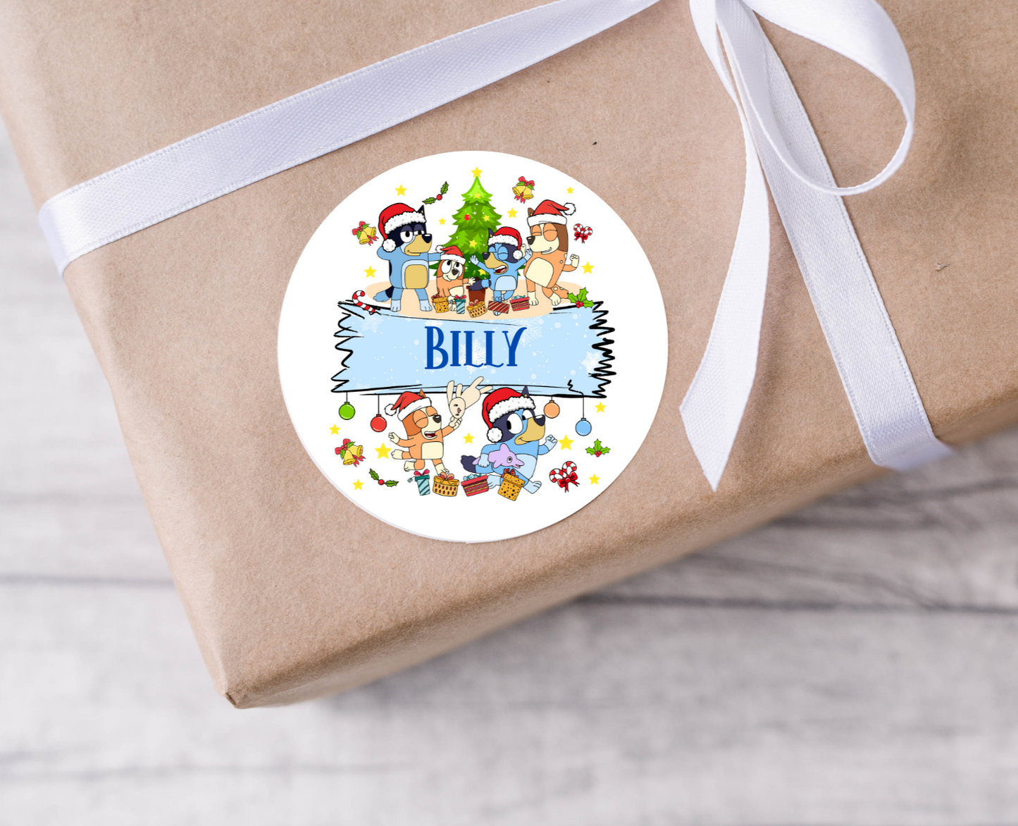 Personalised Bluey Christmas Present Labels