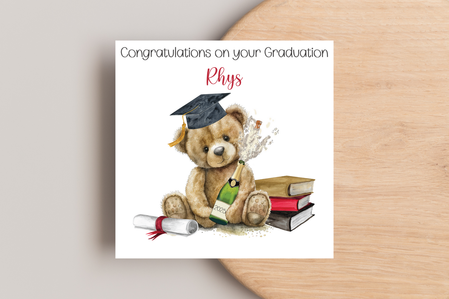 Personalised Congratulations Teddy Bear Graduation Card