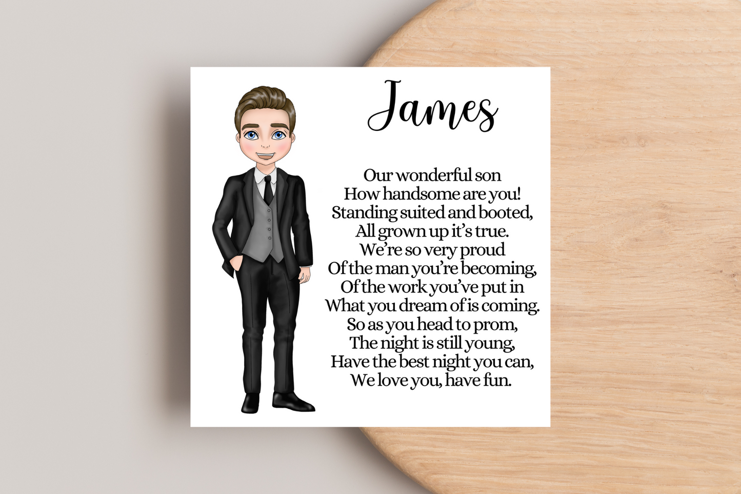 Personalised Prom Card for Son