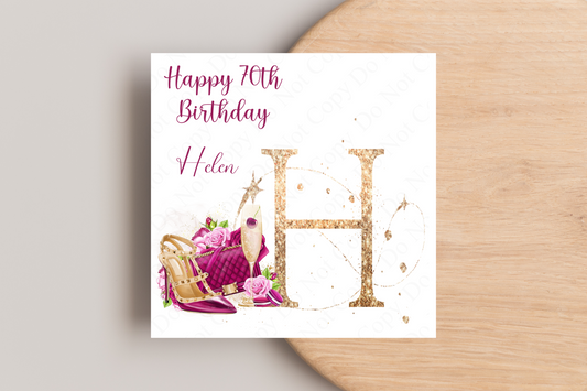 Personalised 70th Birthday card for her