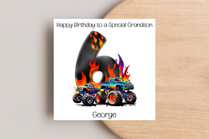 Personalised Monster Truck Birthday Card