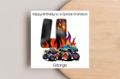 Personalised Monster Truck Birthday Card