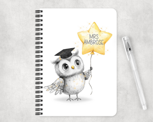Personalised Owl Teacher Notebook