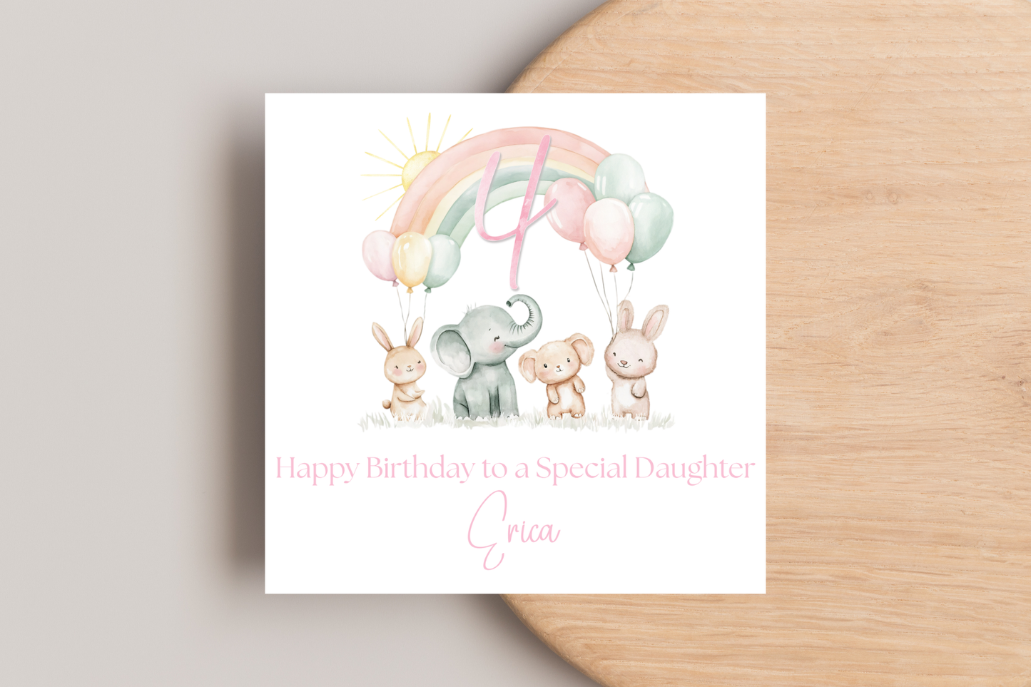Personalised Pastel Animals Birthday Card