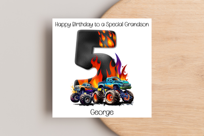 Personalised Monster Truck Birthday Card