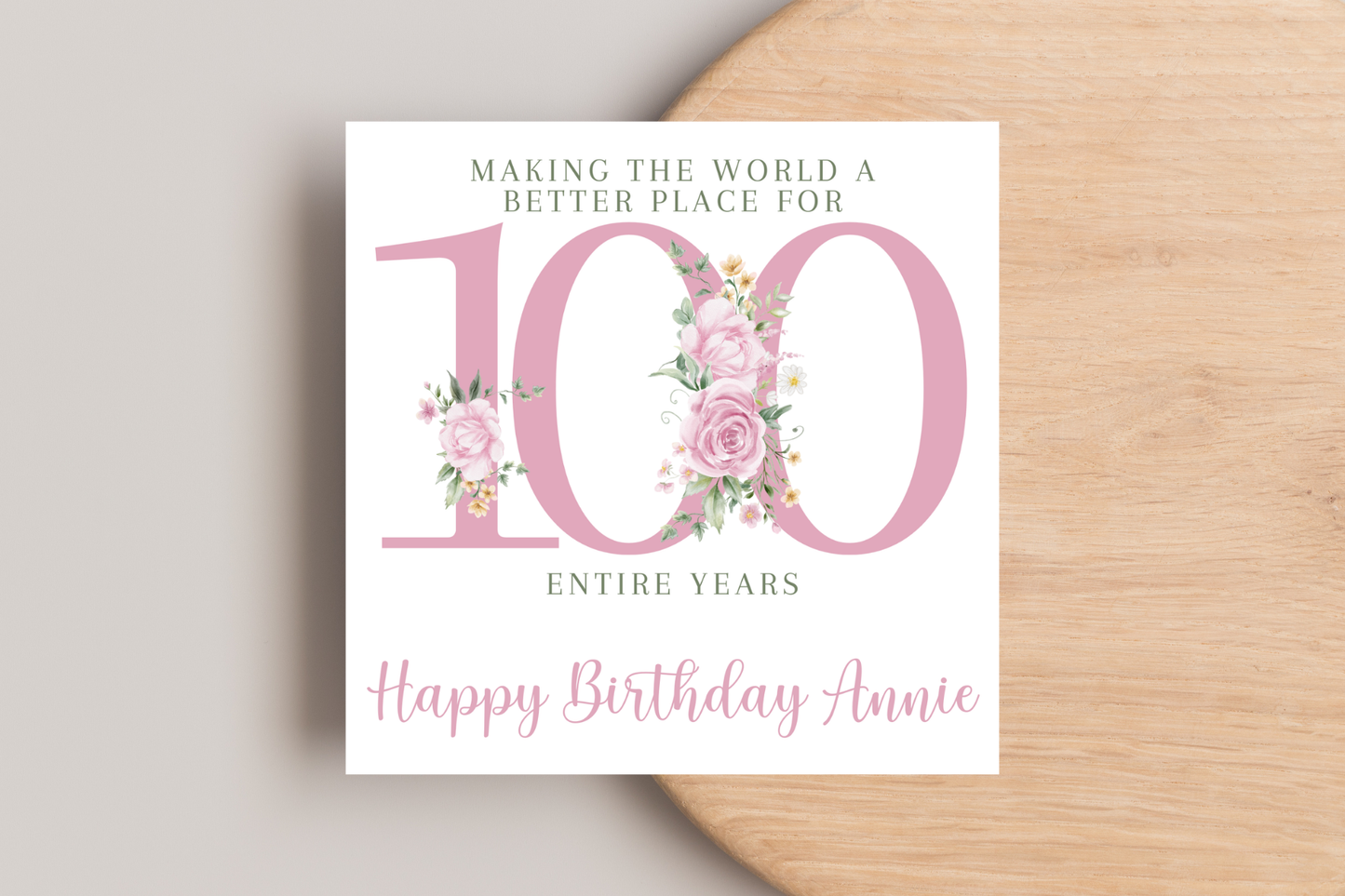 Personalised Making the World a better Place for 100 Years Birthday Card