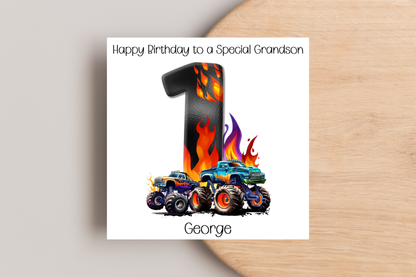 Personalised Monster Truck Birthday Card