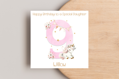 Personalised Unicorn Birthday Card