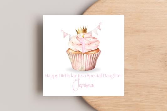 Personalised Princess Cupcake Birthday Card