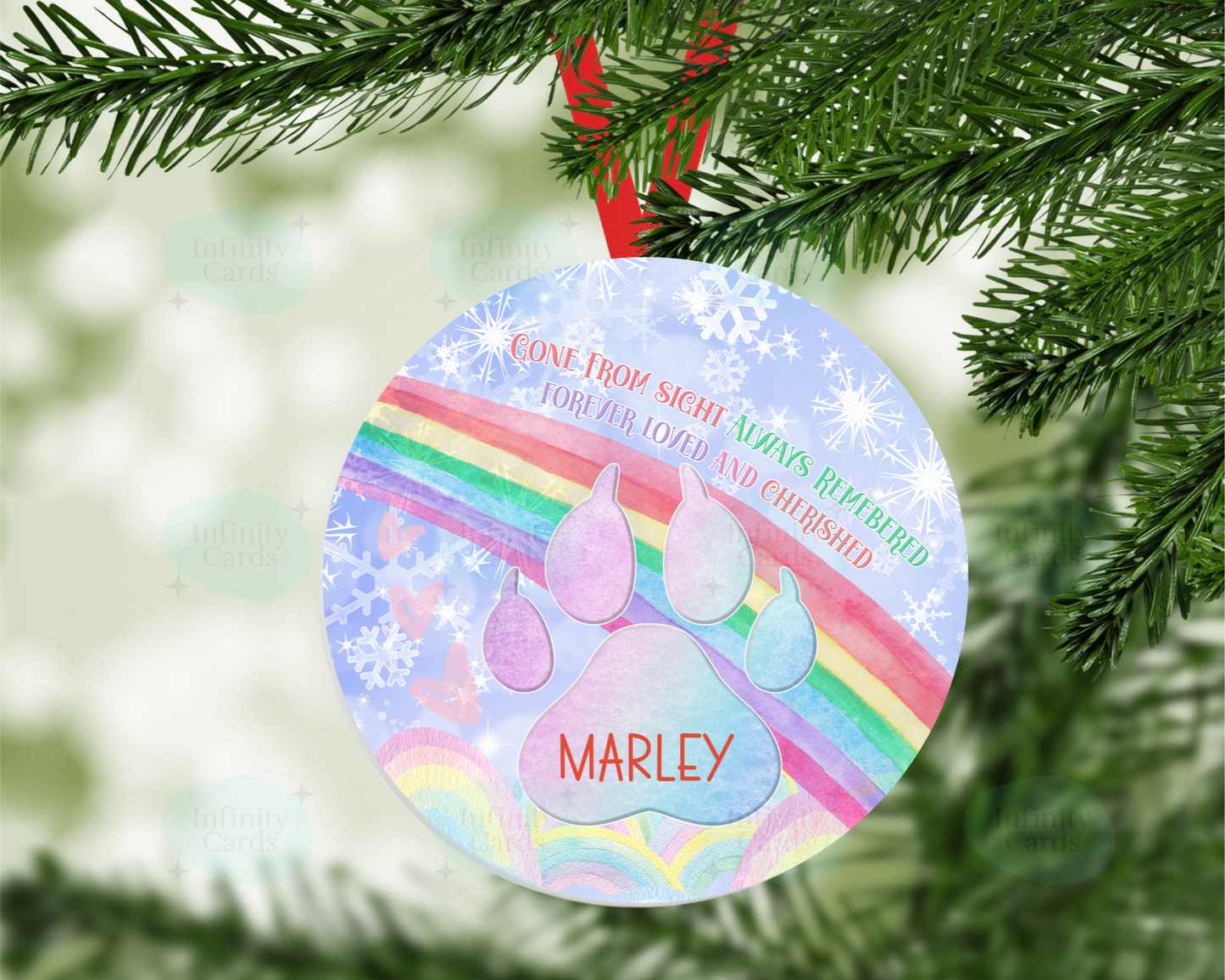 Personalised Dog Rainbow Memorial Christmas Tree Decoration