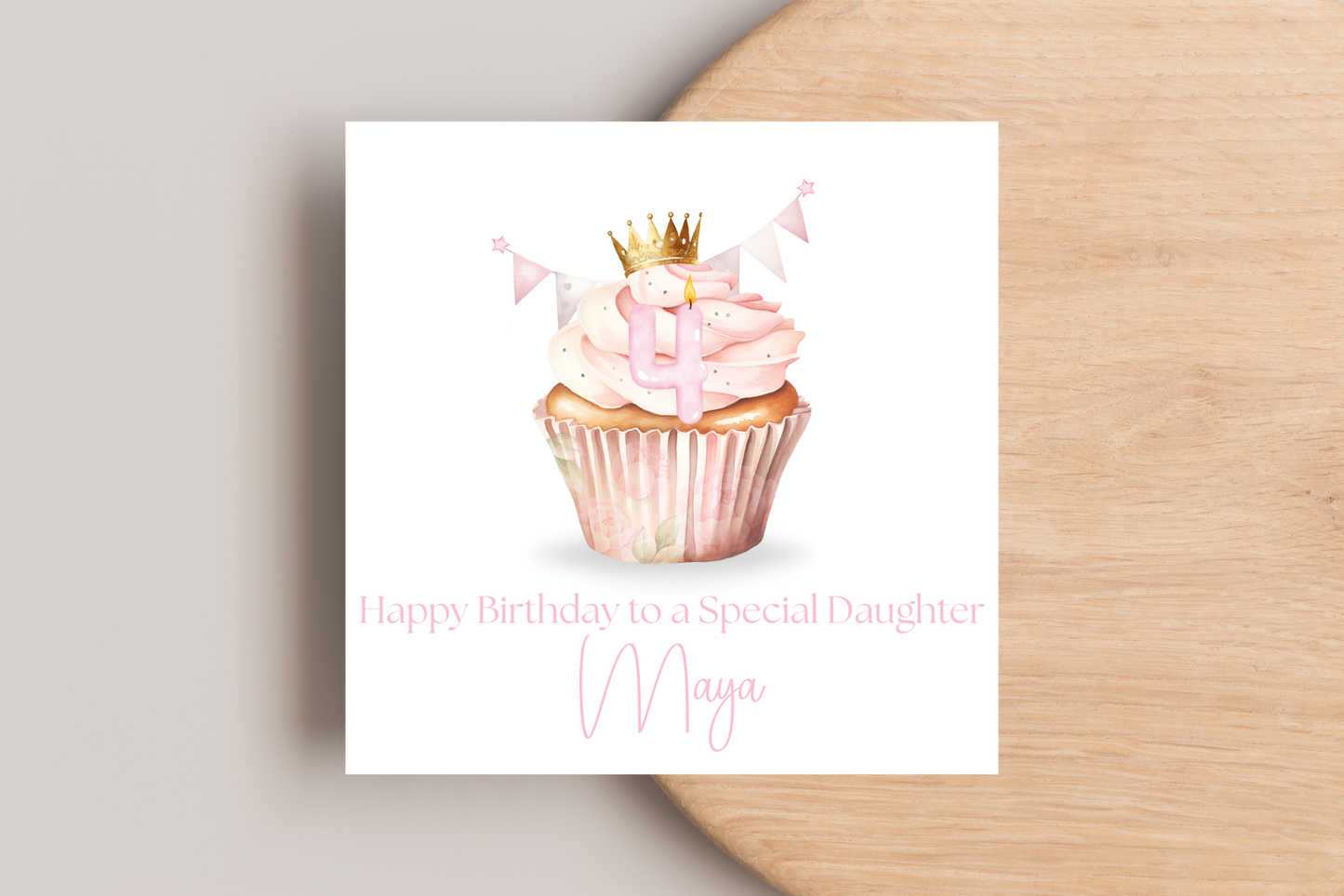 Personalised Princess Cupcake Birthday Card