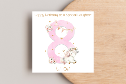 Personalised Unicorn Birthday Card