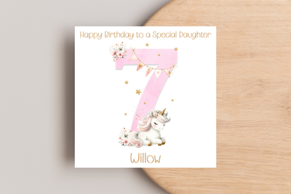 Personalised Unicorn Birthday Card