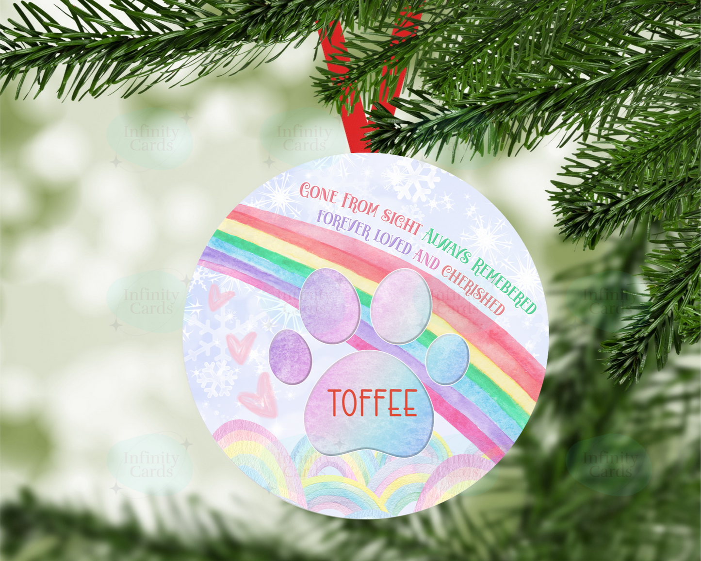 Personalised Dog Rainbow Memorial Christmas Tree Decoration