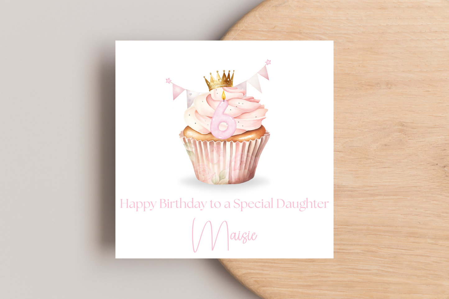 Personalised Princess Cupcake Birthday Card