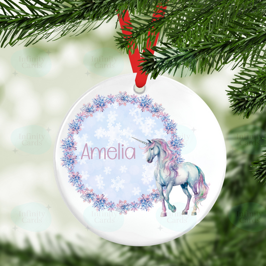 Personalised Unicorn Tree Decoration