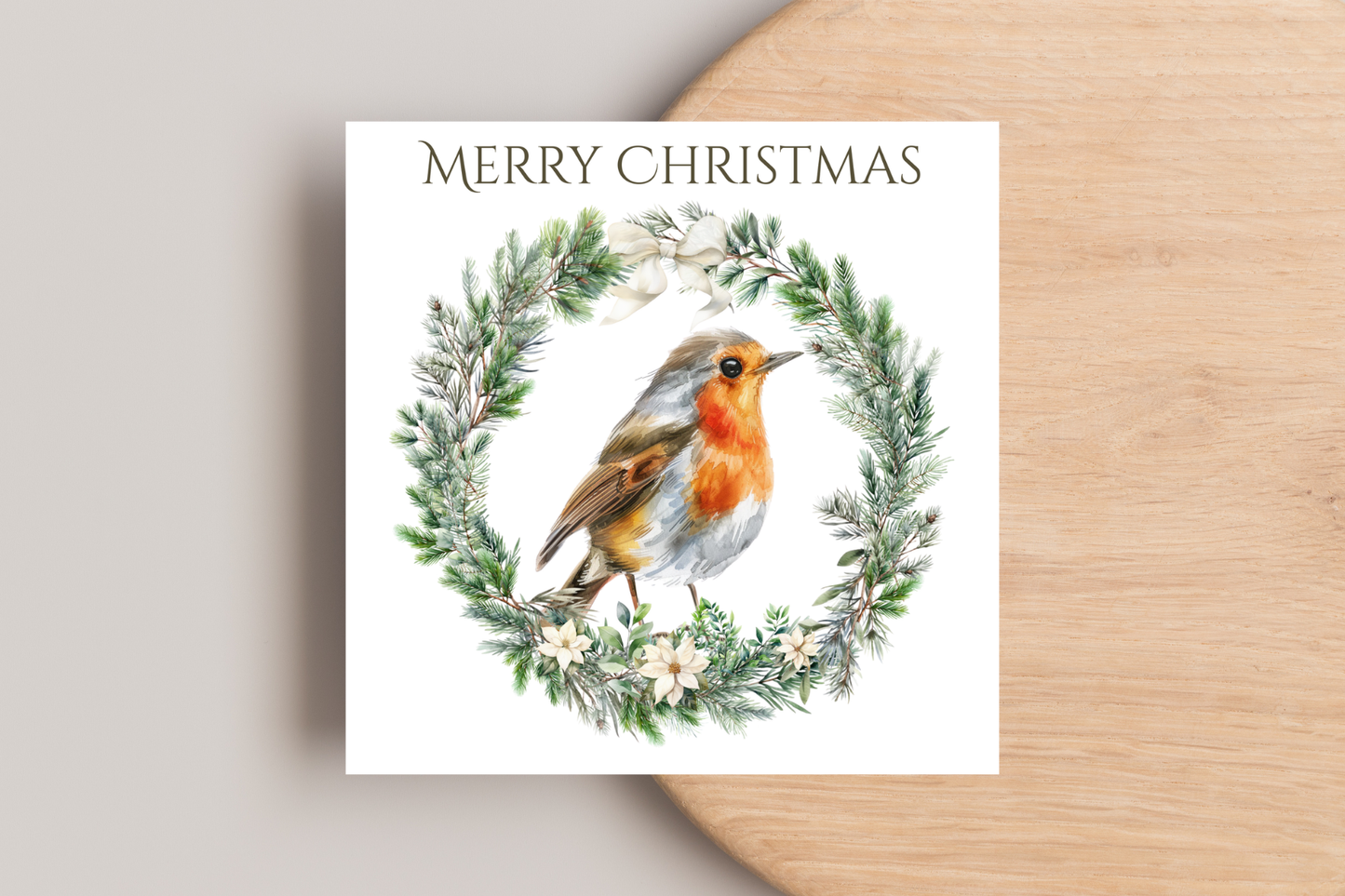 Robin Wreath Christmas Card
