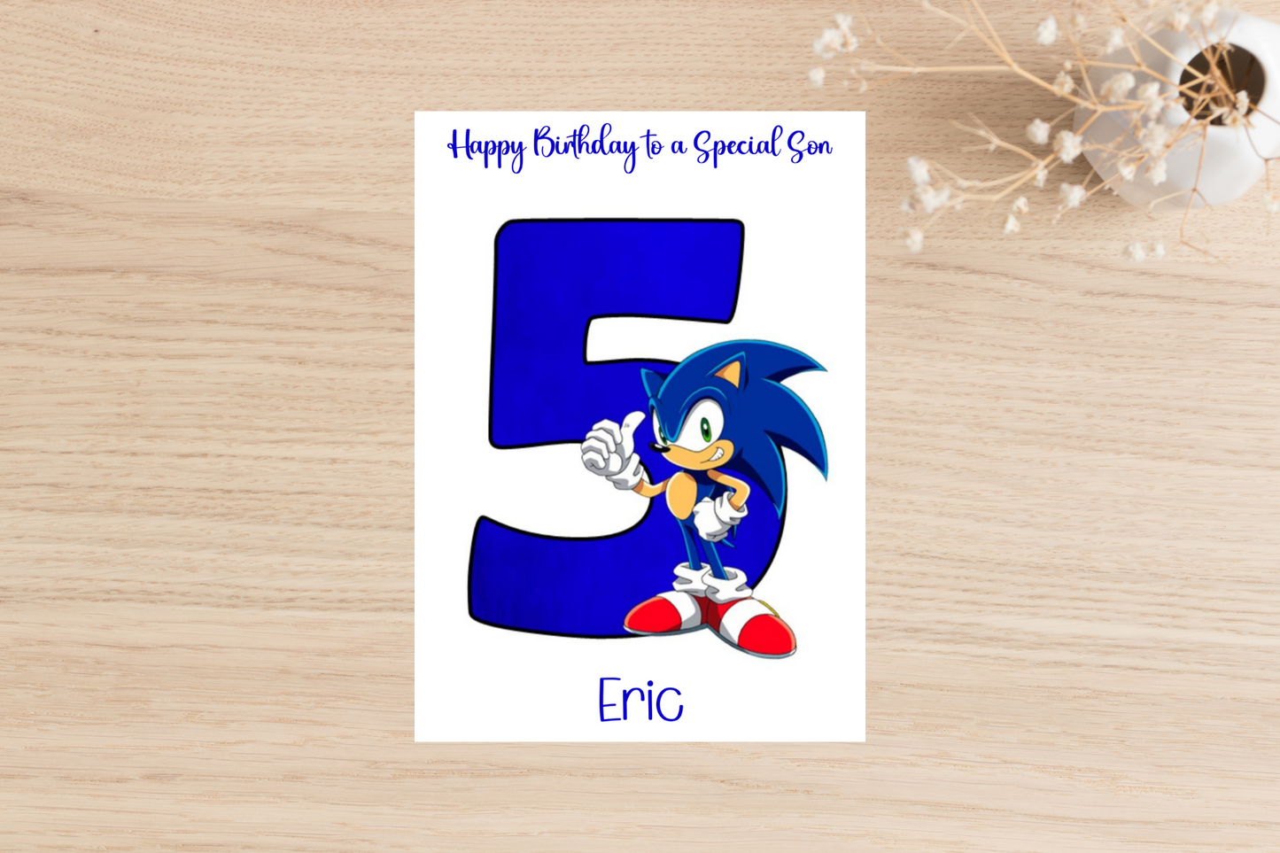 Personalised Sonic the Hedgehog Number Birthday Card