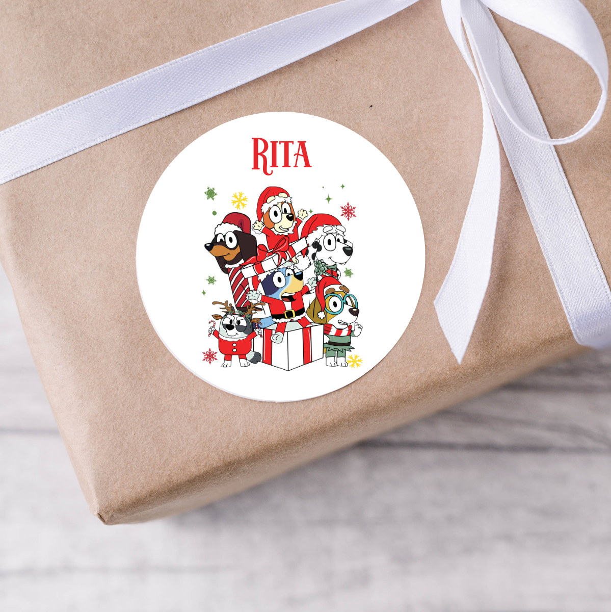 Personalised Bluey Christmas Present Labels