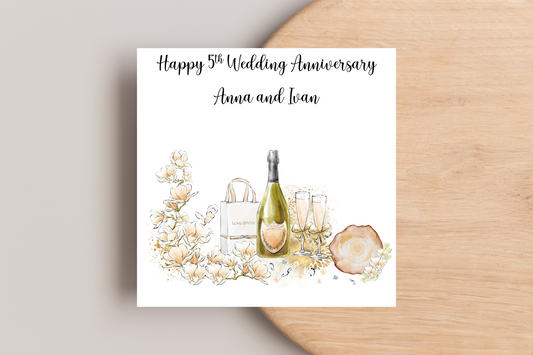 Personalised 5th Wedding Anniversary Card