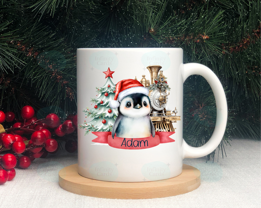 Personalised Penguin Christmas Mug