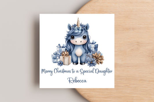Personalised Unicorn Christmas Card