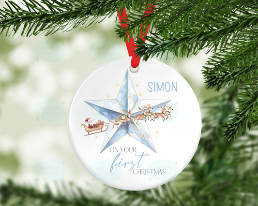 Personalised Star On Your First Christmas Tree Decoration