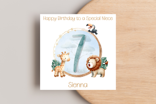 Personalised Jungle Birthday Card