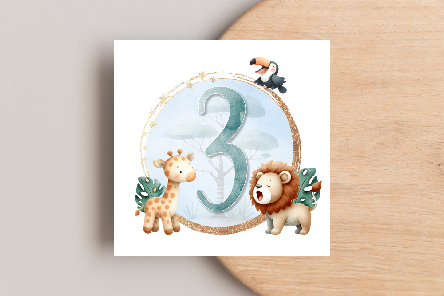 Jungle Number Birthday Card