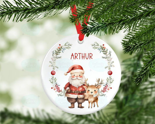Personalised Santa Wreath Christmas Tree Decoration