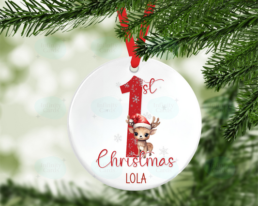 Personalised Reindeer 1st Christmas Tree Decoration